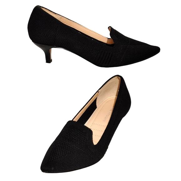 Adrienne Vittadini Skippy Pumps Kitten Heel Pointed Toe Black Womens Size 6.5M - Picture 2 of 7